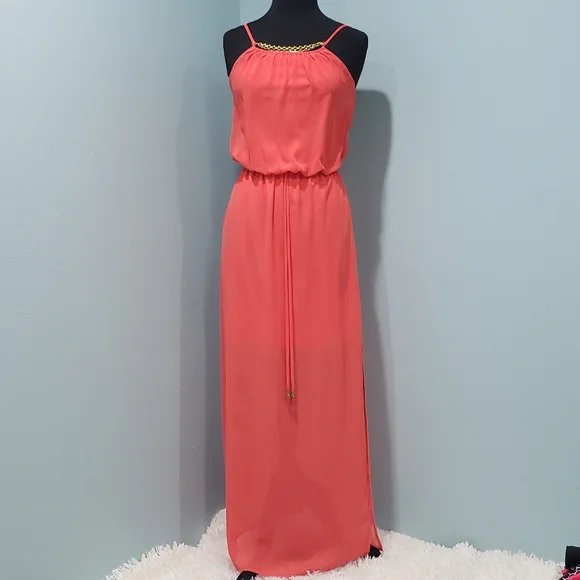 City Triangles Dresses | Classy Coral Maxi Dress | Color: Gold | Size: S | Poohnda's Closet